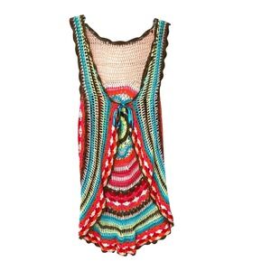 Boho Hand Knit Crochet Layering Vest Small Festival Hippie Retro Indie Coachella